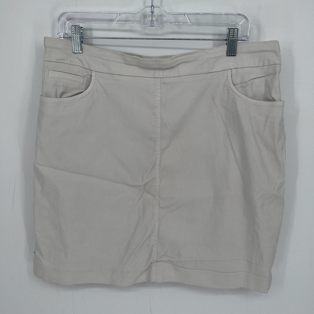 Hilary Radley Women's Beige Stretch Pockets Pull On Utility Mini Skirt Size XL